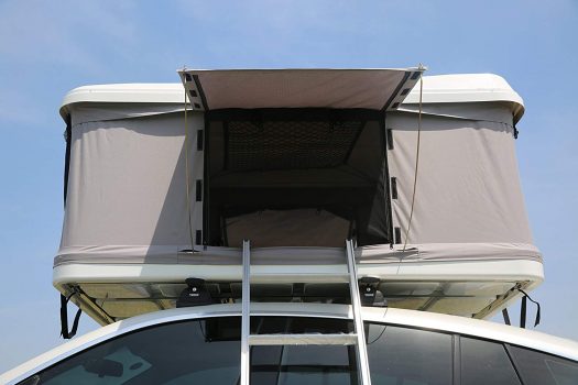 DANCHEL OUTDOOR Hard Shell Rooftop Tent for Cars, White Grey